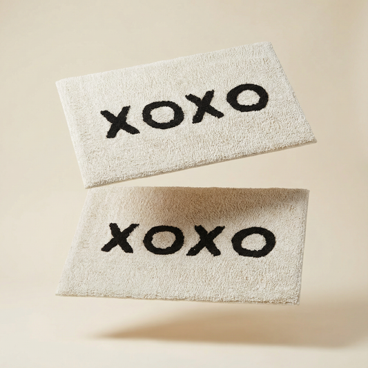 Set of 2 XOXO Bath Mat | Soft Cotton Indoor Rug | 20" x 30"