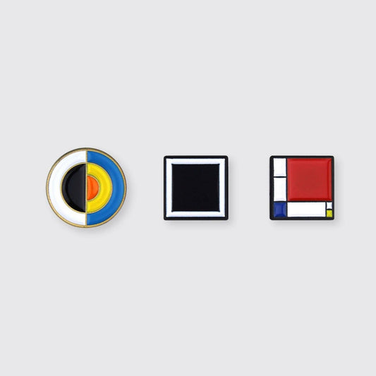 Set of 3 Abstract Enamel Pins | Geometric Art Soft Lapel Pin