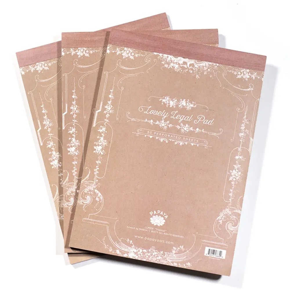 Set of 3 Aesthetic Botanical Full Size Legal Pads | Lined Legal Pad