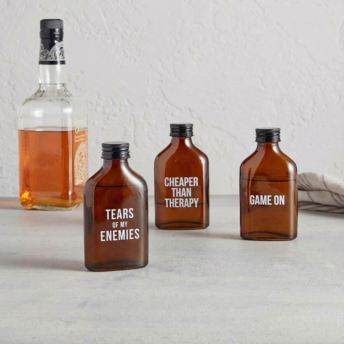 Set of 3 Amber Mini Flask | Gifts for Him