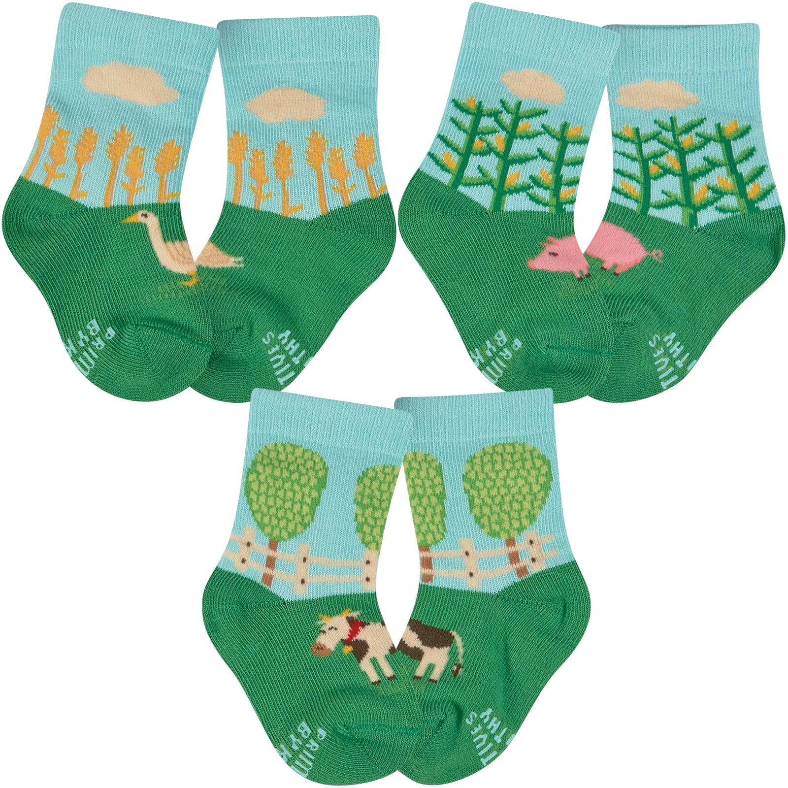 Set of 3 Little Farm Baby Socks | Farm Themed Baby Gift | 6-12 month