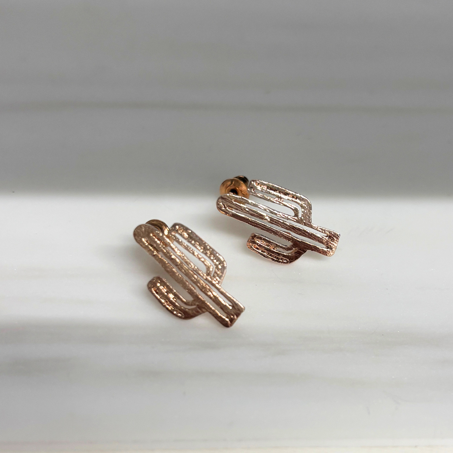 Set of 3 Pairs of Cactus Earrings in Gold, Rose Gold, and Silver-Paper & Quartz-The Bullish Store
