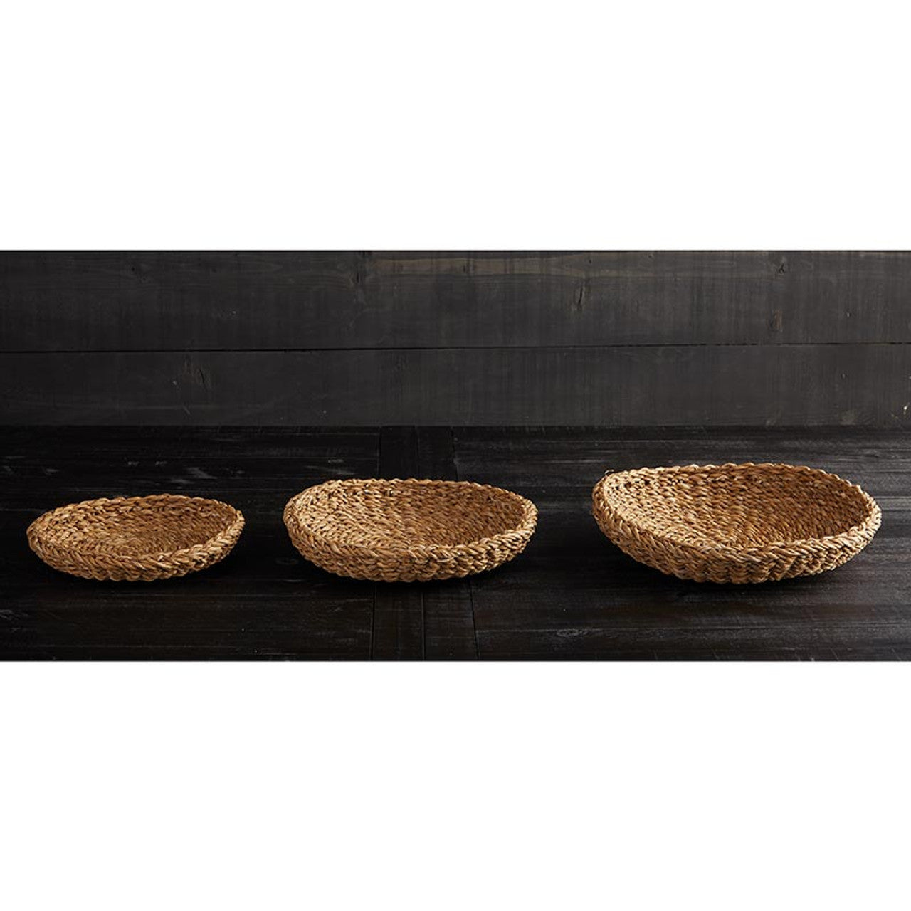 Set of 3 Round Tray Sea Grass Basket | Native Serving Tray