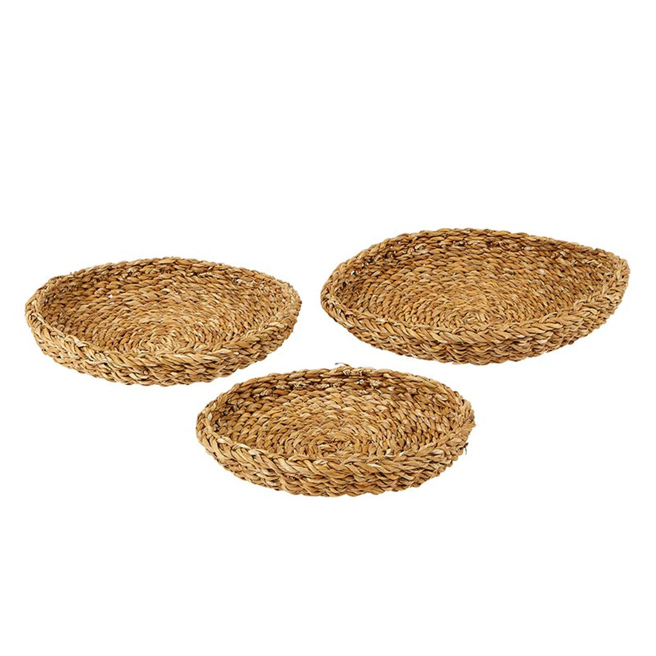 Set of 3 Round Tray Sea Grass Basket | Native Serving Tray