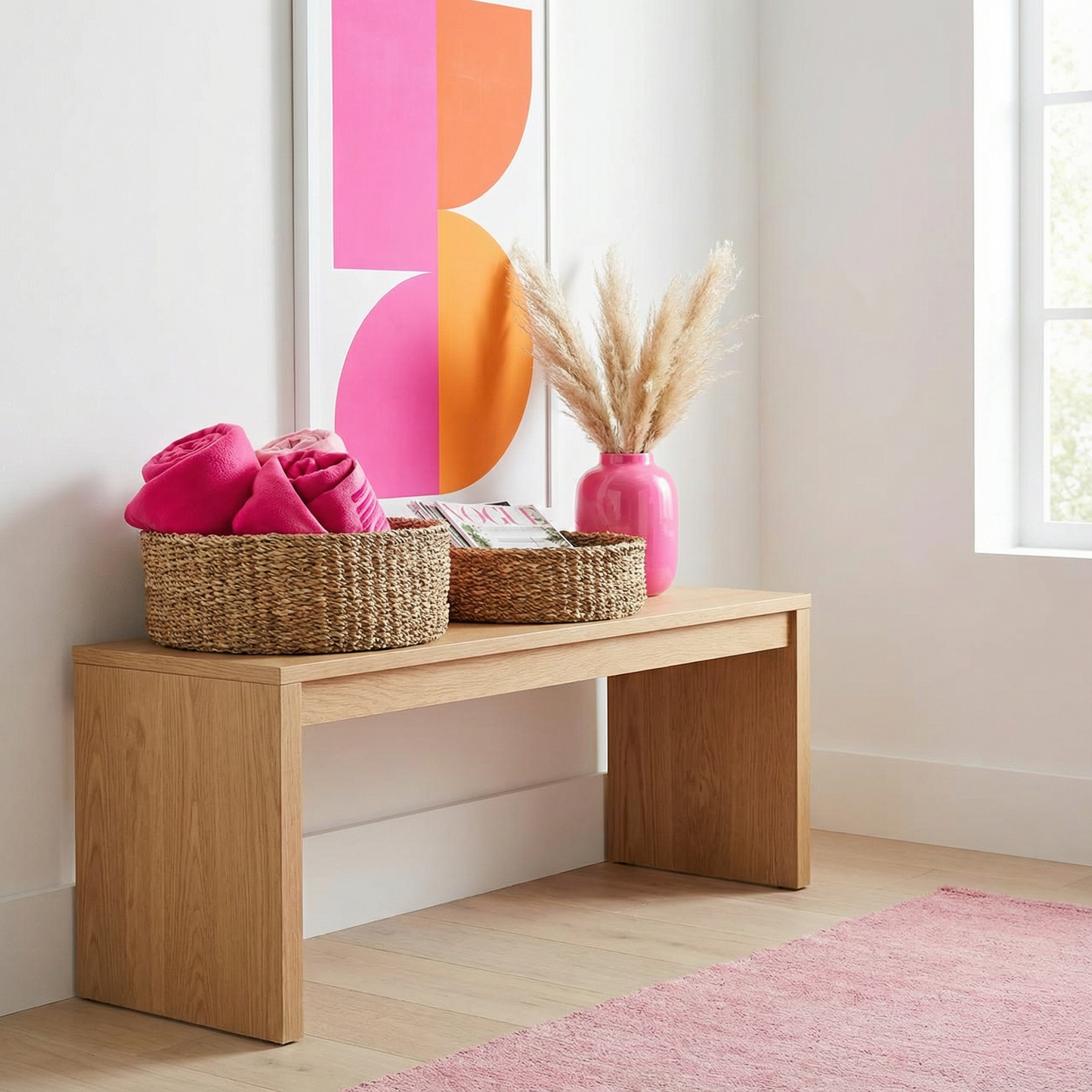 Set of 3 Seagrass Round Chakas Basket Set | Rustic Home Office Storage