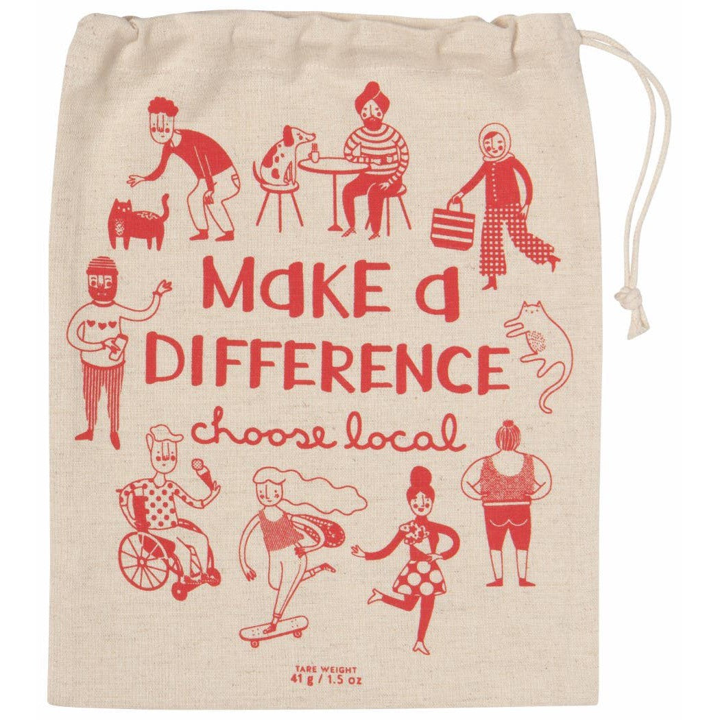 Set of 3 Shop Local Reusable Produce Bags | Cotton Reusable Drawstring Grocery Market Bag