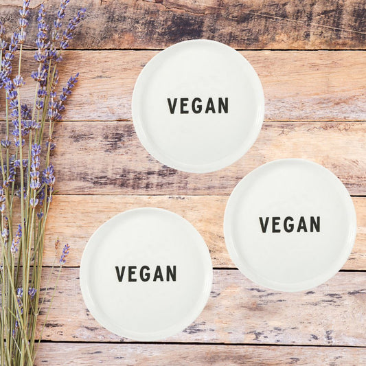 Set of 3 Vegan Ceramic Dish 5.25" Appetizer Plates