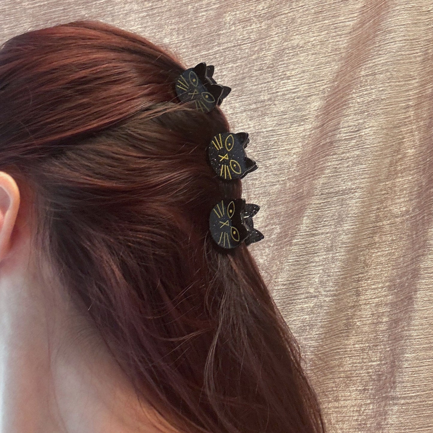 Set of 3 Velvet Claws Mini Black Cat Hair Claws | Hair Claw Clip in Giftable Pouch