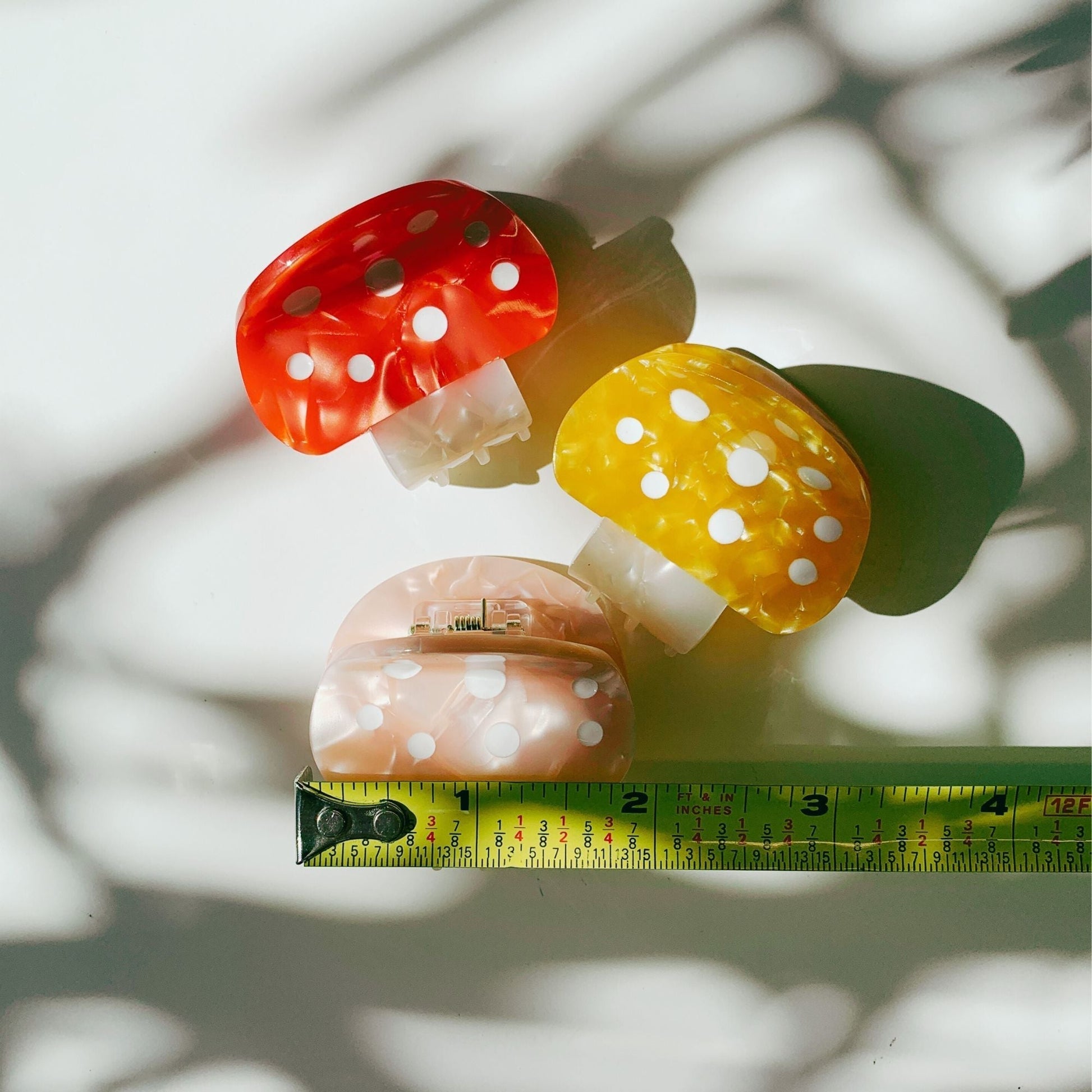 Set of 3 Velvet Claws Mini Mushroom Hair Clips in Velvet Travel Bag