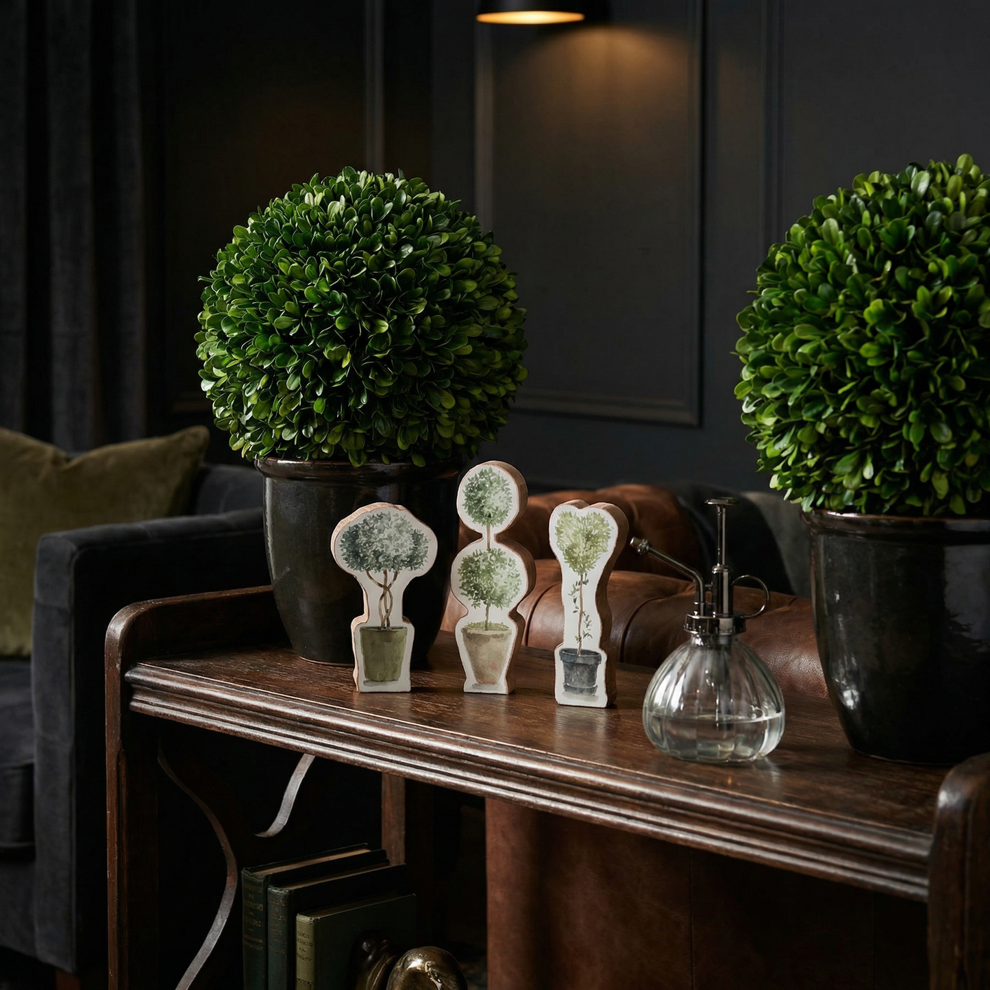 Set of 3 Wooden Topiary | Stand-Alone Wooden Plant Shaped Decor