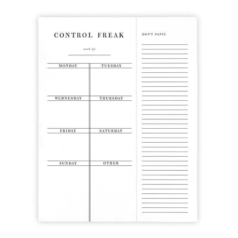 Set of 4 Copy of Control Freak Weekly List Notepad | 8.5" x 11" Desk Planner