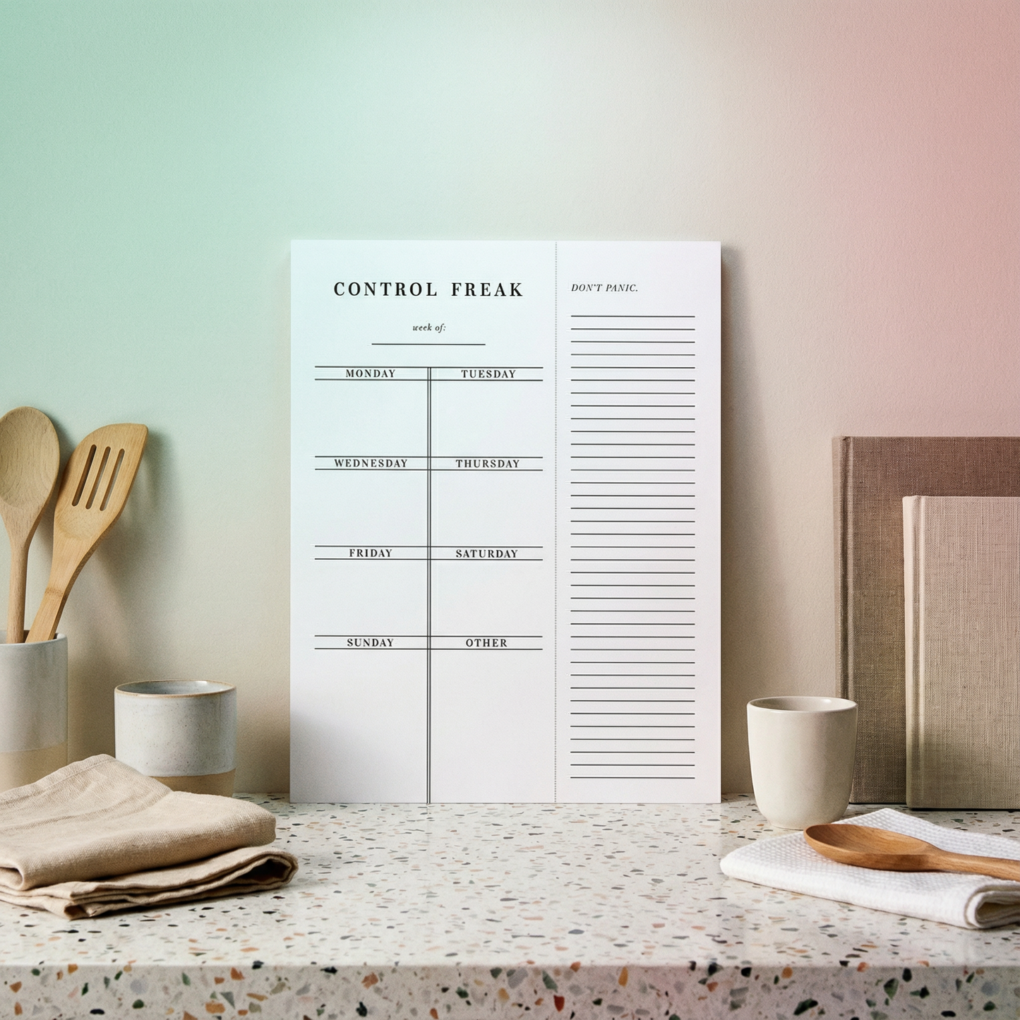 Set of 4 Copy of Control Freak Weekly List Notepad | 8.5" x 11" Desk Planner