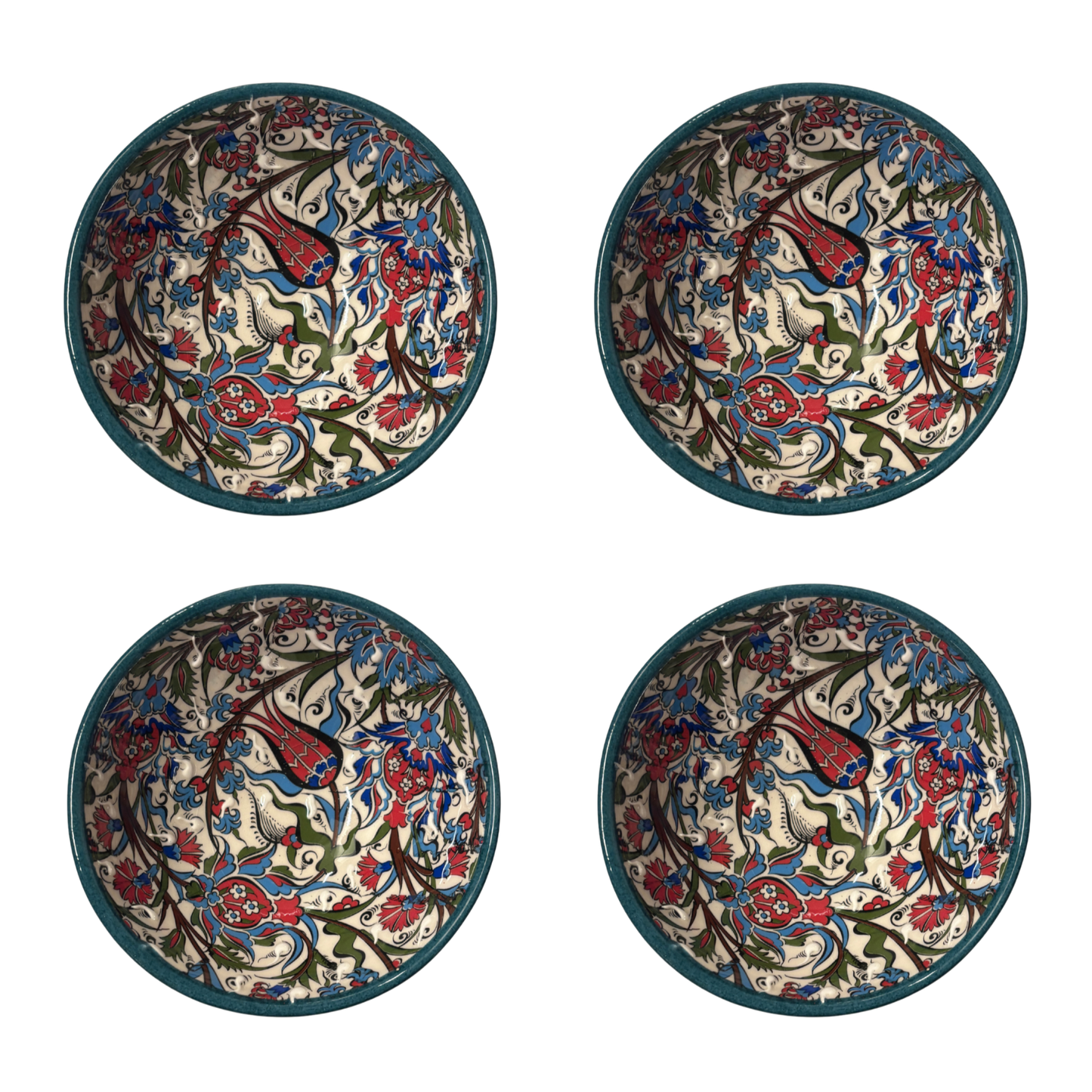 Set of 4 Handmade in Türkiye Small Bowls | Giftable Hand Painted Rice or Dessert Bowls