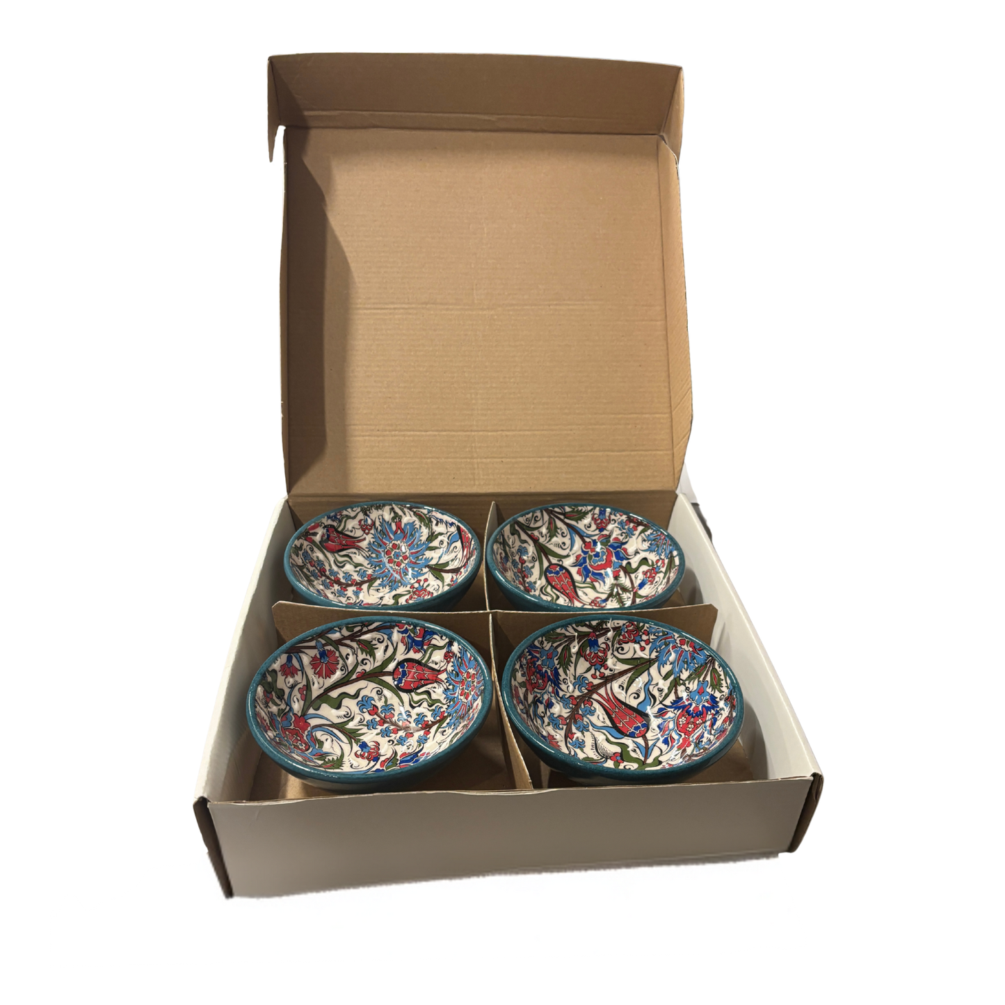 Set of 4 Handmade in Türkiye Small Bowls | Giftable Hand Painted Rice or Dessert Bowls