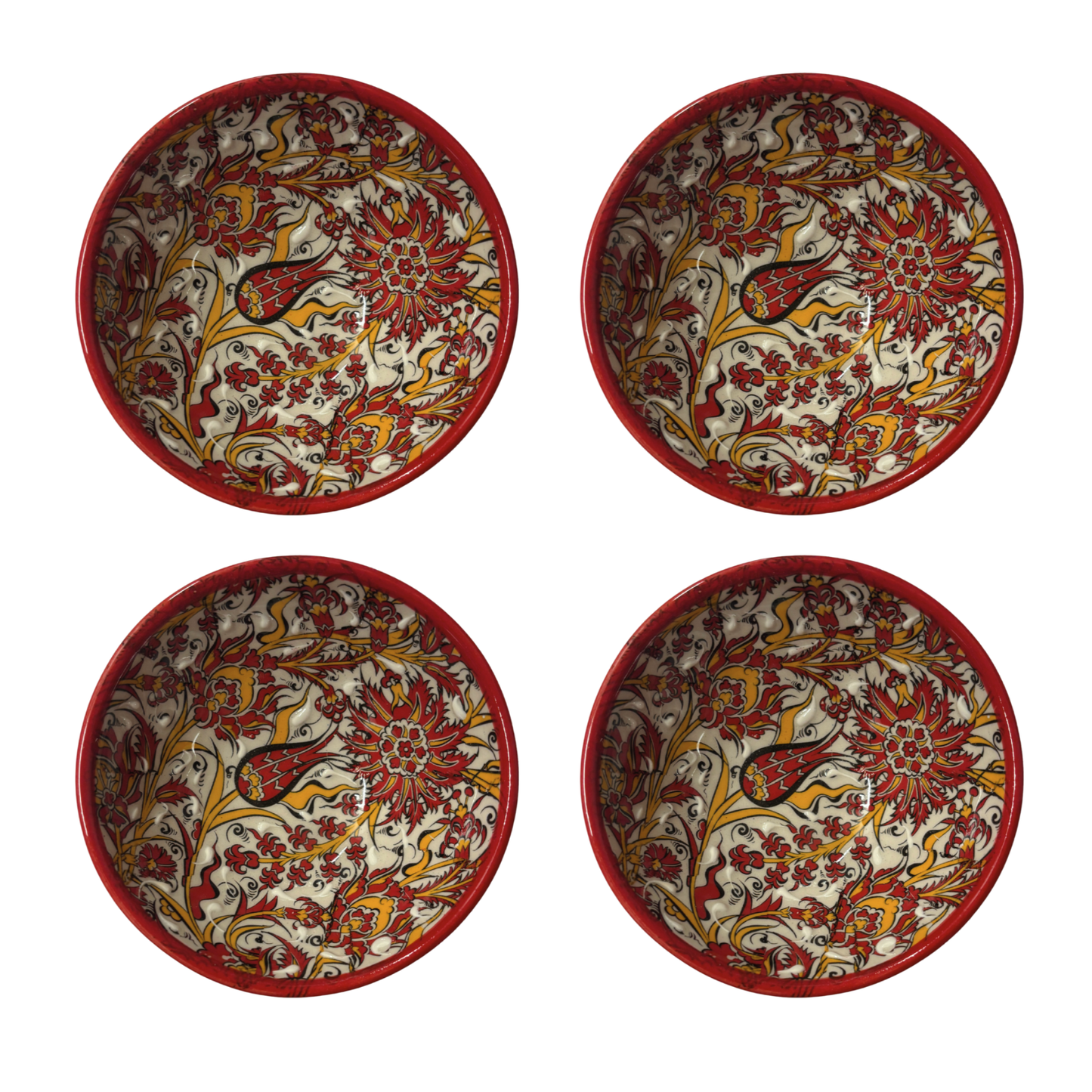 Set of 4 Handmade in Türkiye Small Bowls | Giftable Hand Painted Rice or Dessert Bowls