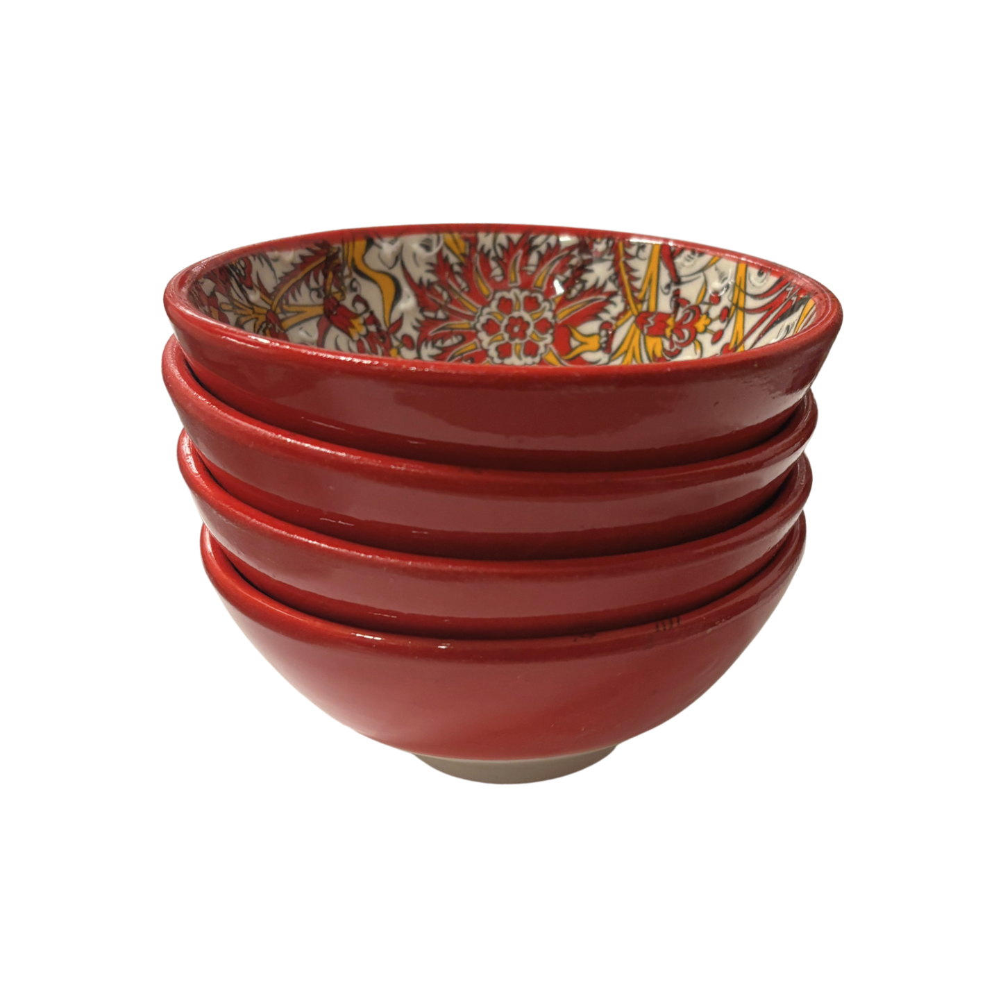 Set of 4 Handmade in Türkiye Small Bowls | Giftable Hand Painted Rice or Dessert Bowls