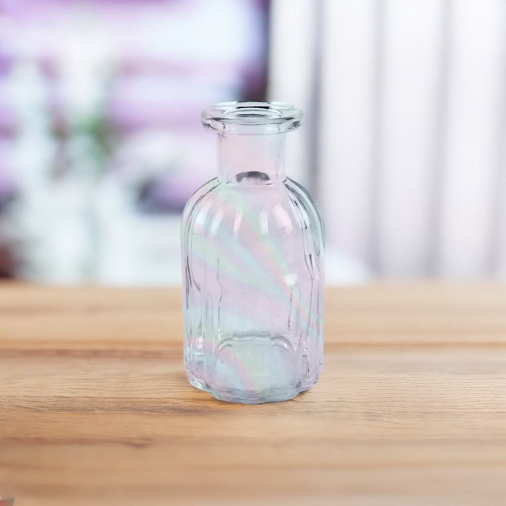 Set of 4 Iridescent Glass Mini Bud Vases