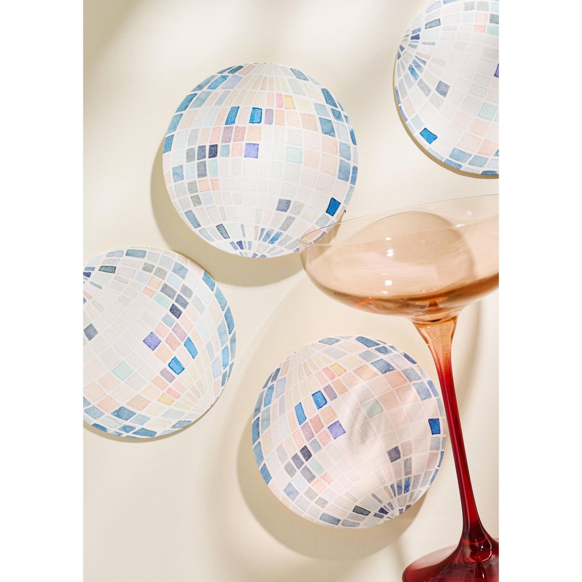 Set of 4 Mirror Ball Disco Coasters | Reusable Absorbent Retro Drink Coasters