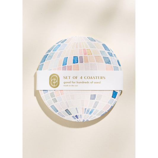 Set of 4 Mirror Ball Disco Coasters | Reusable Absorbent Retro Drink Coasters