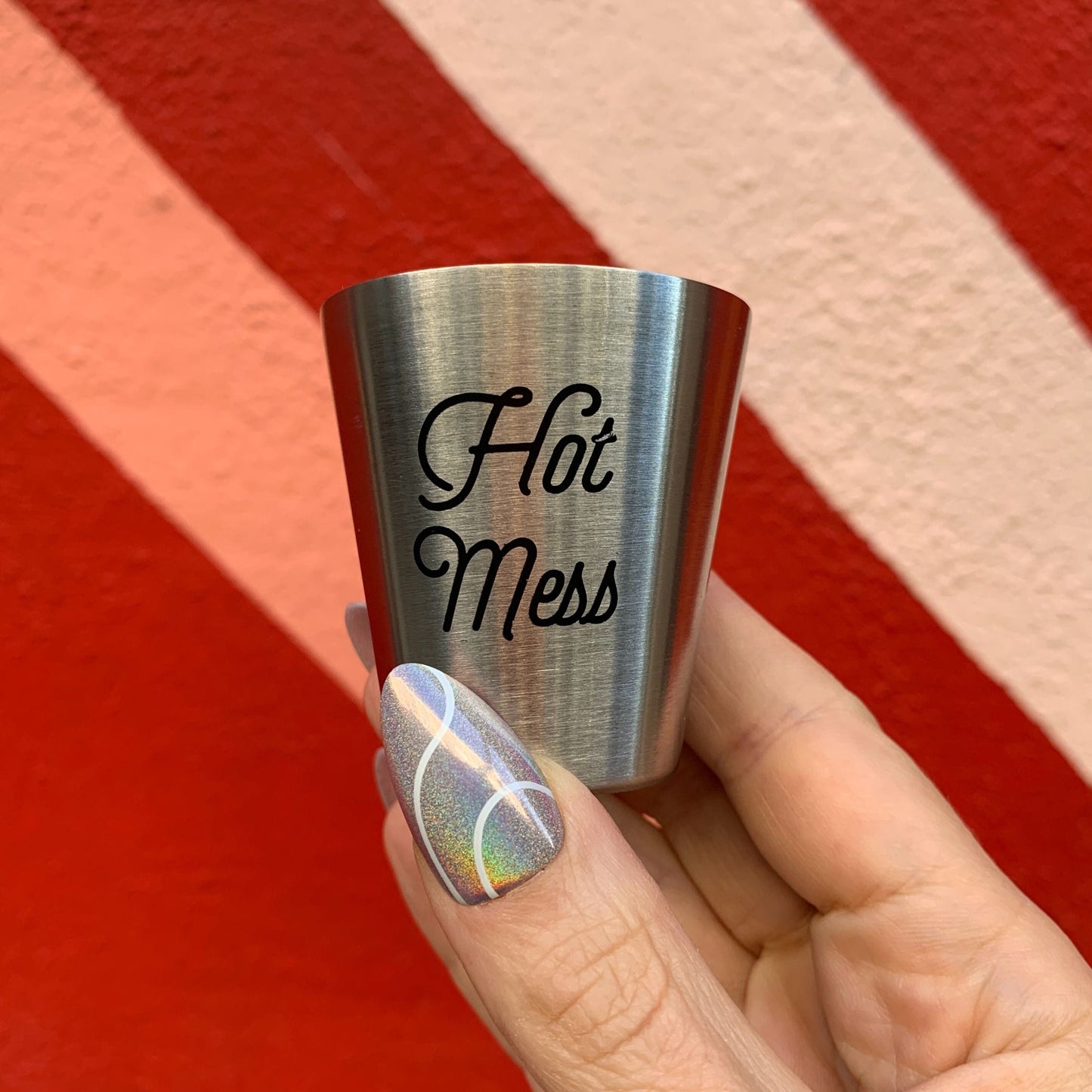 Set of 4 Personality Stainless Steel Shot Cups | Set of 4 Shot Glasses in Gift Bag