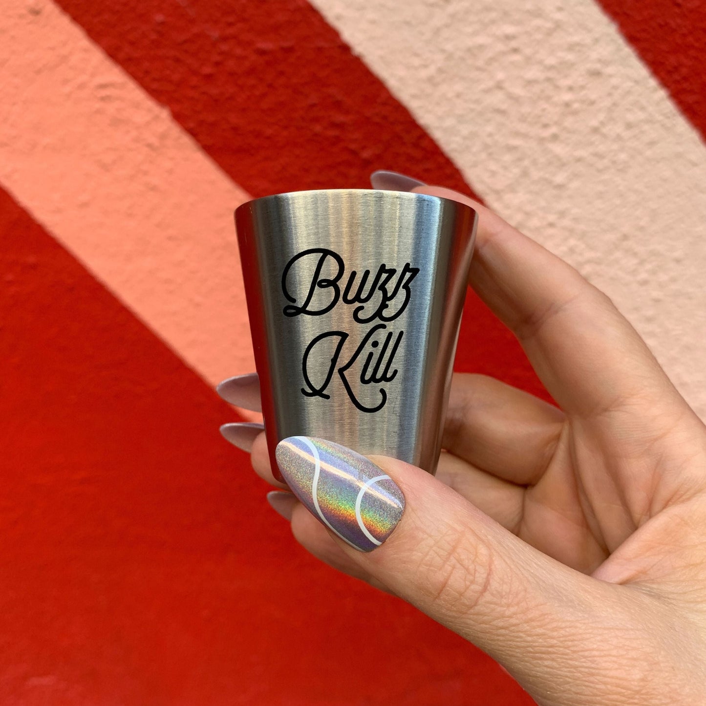 Set of 4 Personality Stainless Steel Shot Cups | Set of 4 Shot Glasses in Gift Bag