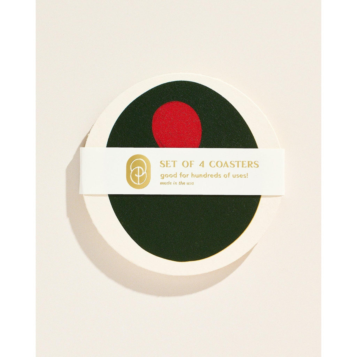 Set of 4 Pimento Olive Coasters | Eco-friendly Wood Pulp-One & Only Paper-The Bullish Store