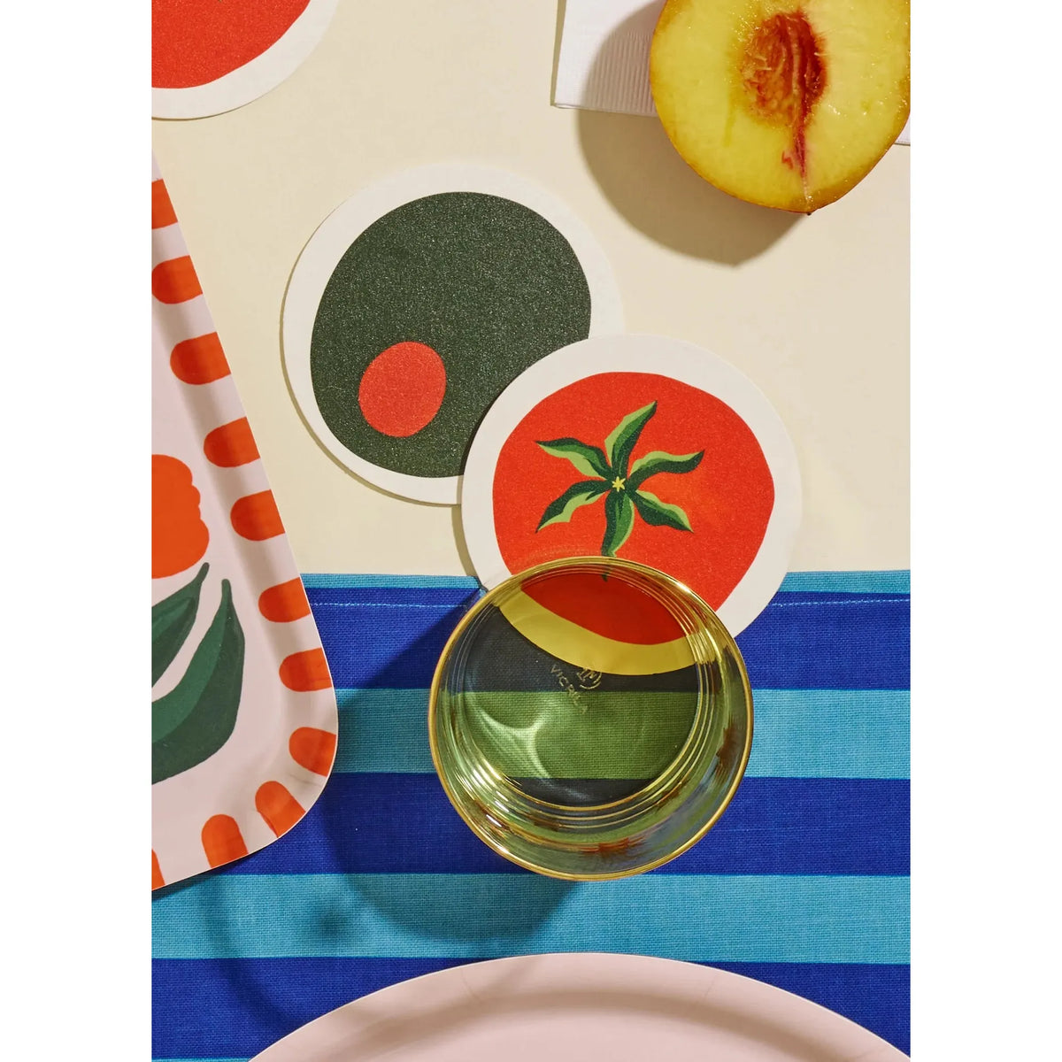 Set of 4 Pimento Olive Coasters | Eco-friendly Wood Pulp-One & Only Paper-The Bullish Store