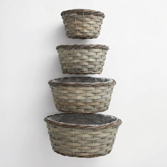 Set of 4 Round Bamboo Basket Set Dual Color