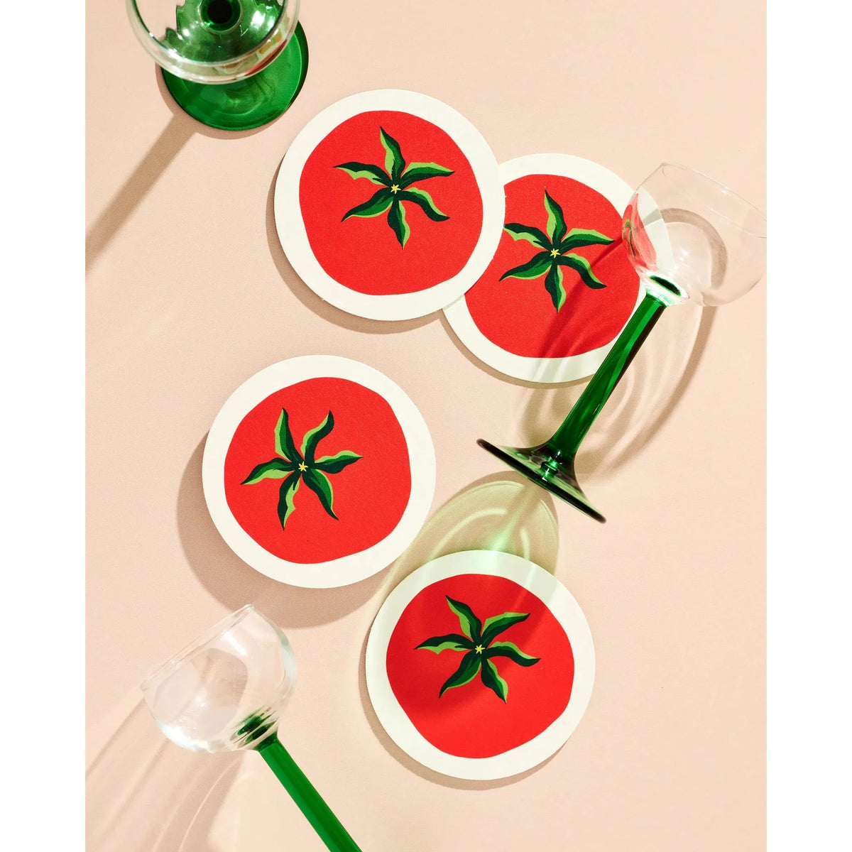 Set of 4 Tomato Coasters | Chipboard Eco-friendly Tableware-One & Only Paper-The Bullish Store