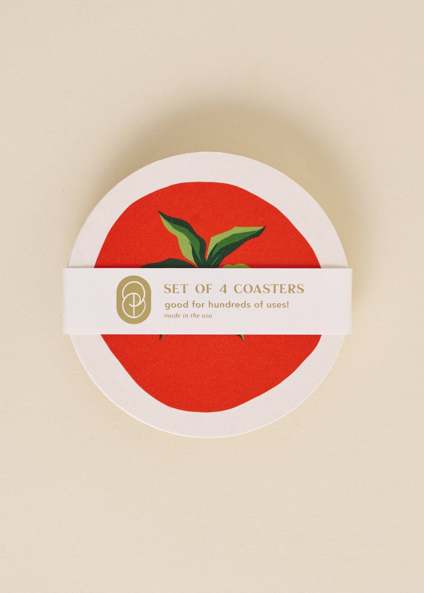 Set of 4 Tomato Coasters | Chipboard Eco-friendly Tableware