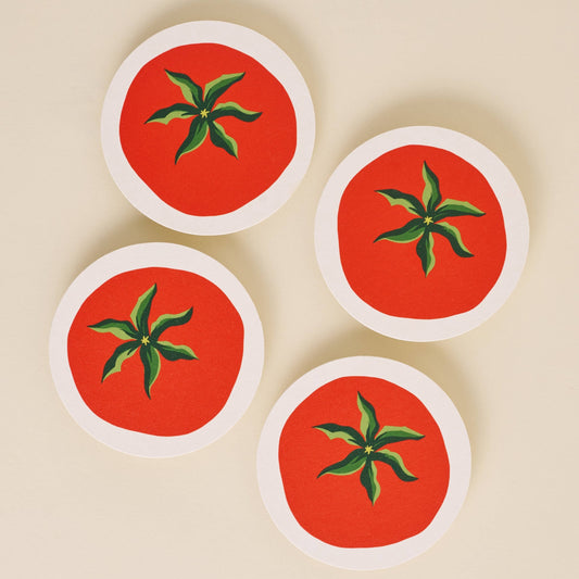 Set of 4 Tomato Coasters | Chipboard Eco-friendly Tableware