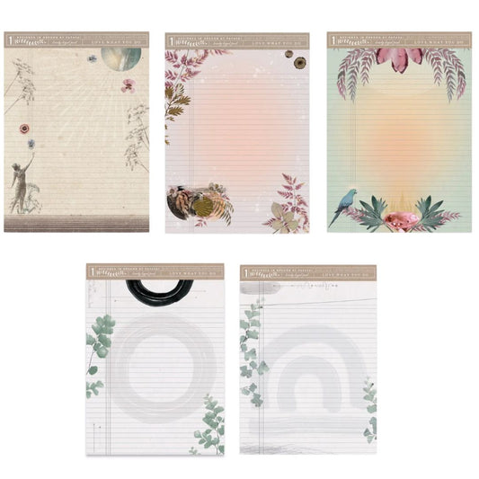 Set of 5 Aesthetic Full Size Lined Legal Pads | Stationery Floral Notepad