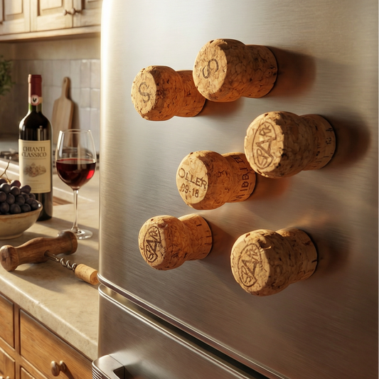 Set of 5 Real Champagne Corks Refrigerator Magnets | Upcycled by Renaissance Fart