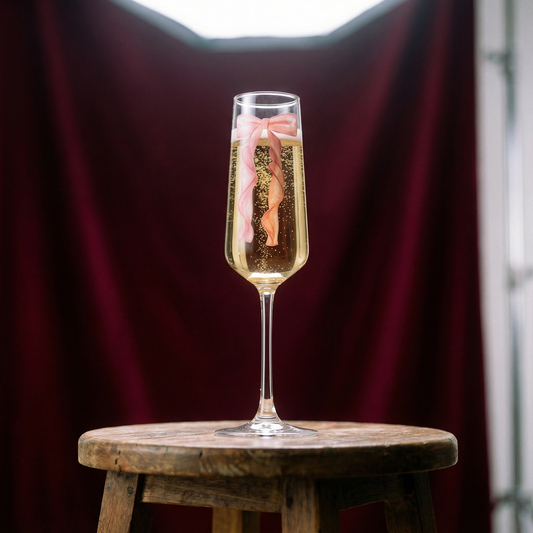 Set of 2 Bow Champagne Glasses | Coquette Bow Trend | Wedding Bridal Shower Gift