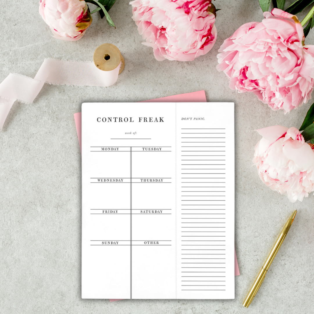 Set of 6 Copy of Control Freak Weekly List Notepad | 8.5" x 11" Desk Planner