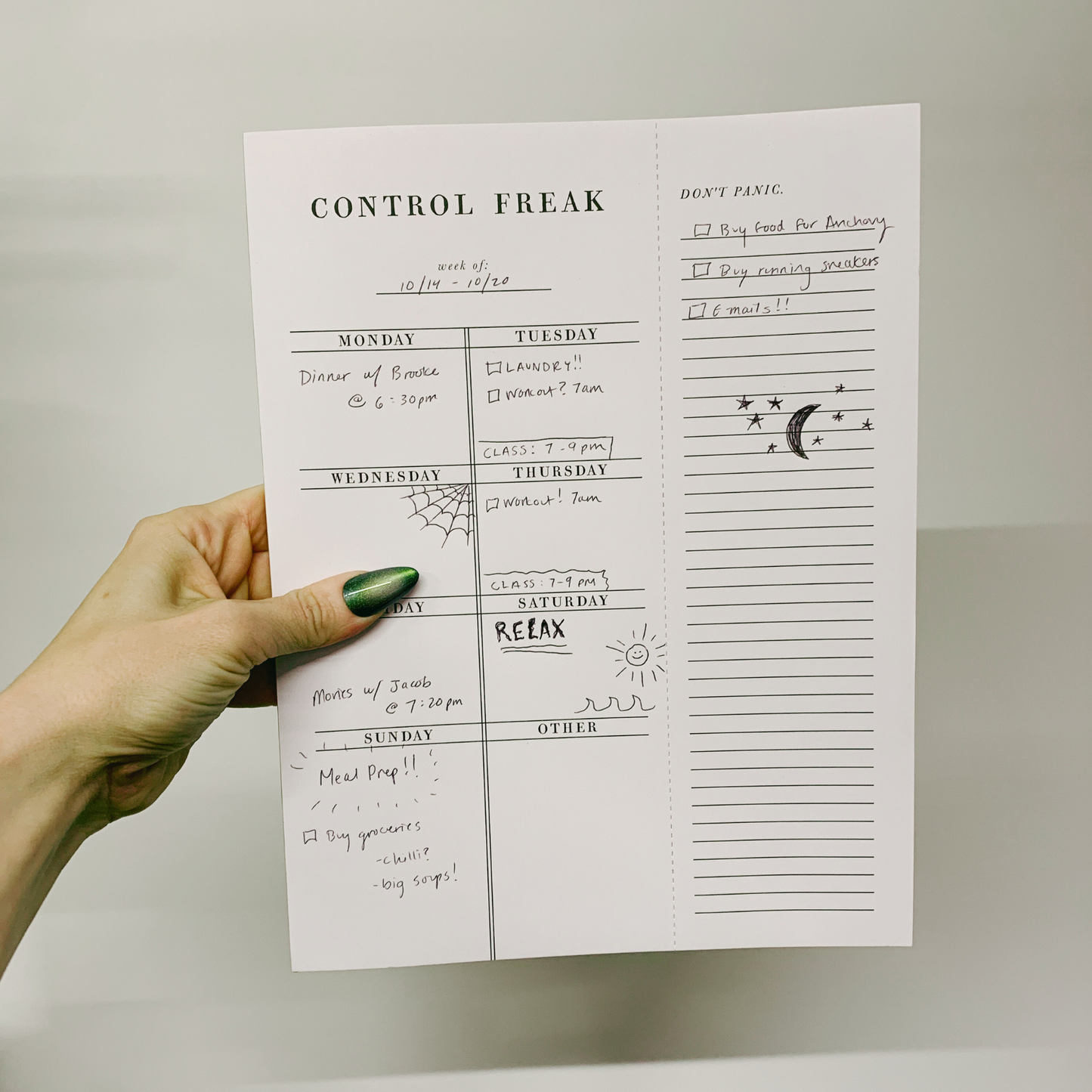 Set of 6 Copy of Control Freak Weekly List Notepad | 8.5" x 11" Desk Planner