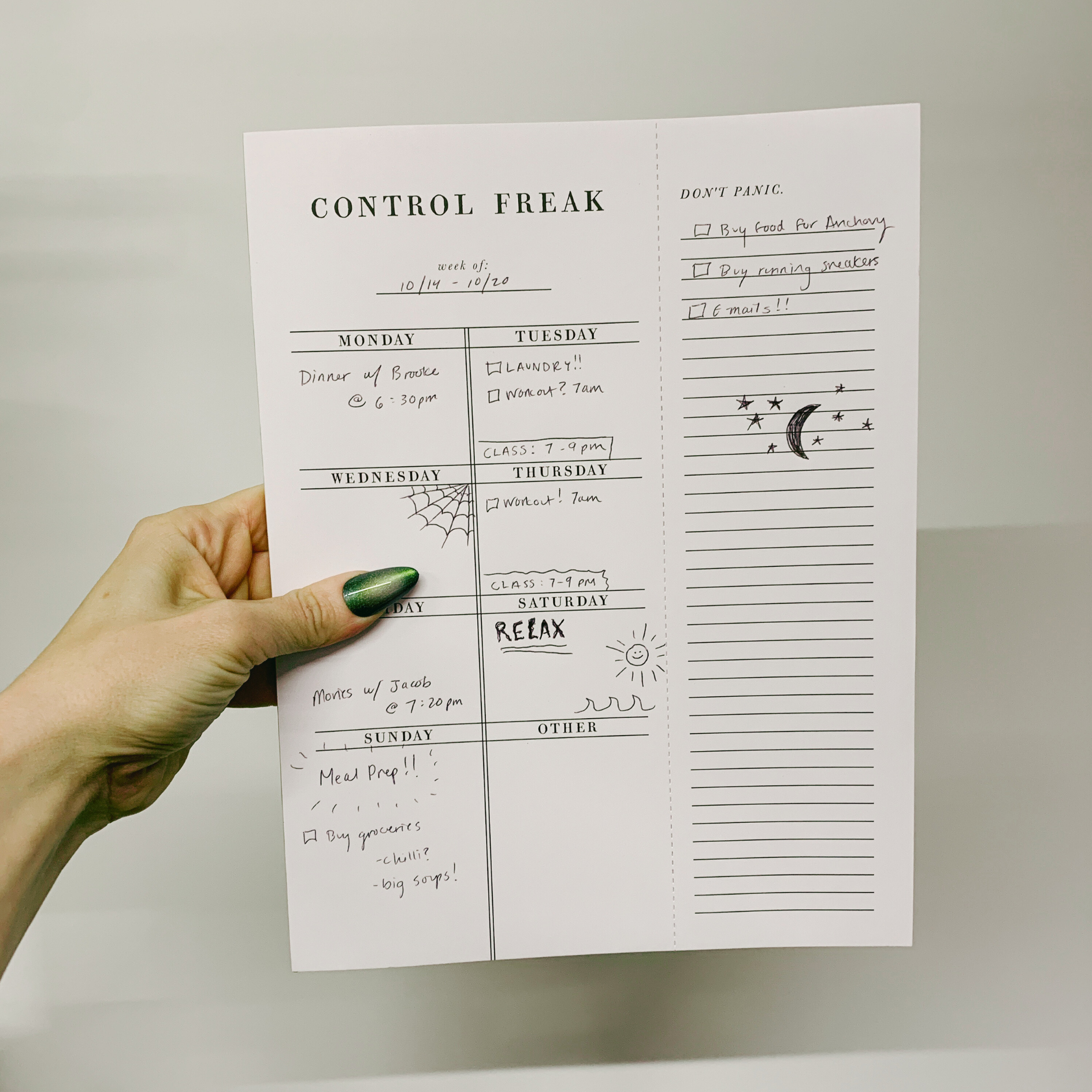 Set of 6 Copy of Control Freak Weekly List Notepad | 8.5" x 11" Desk Planner