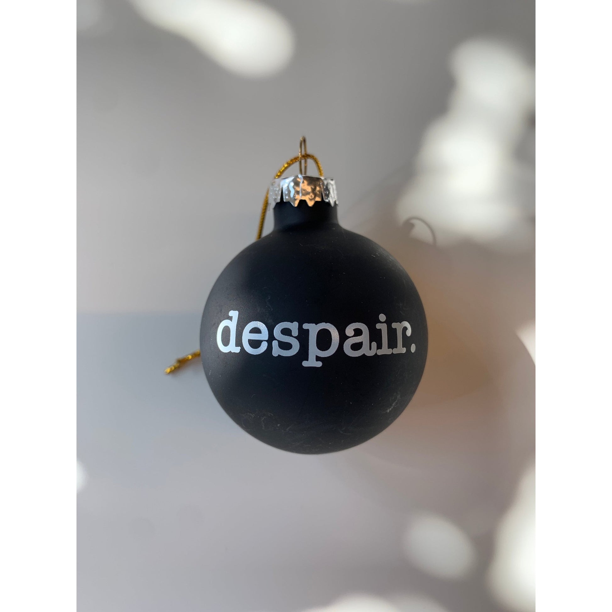 Set of 6 Despair Holiday Mini Glass Ornament in Black
