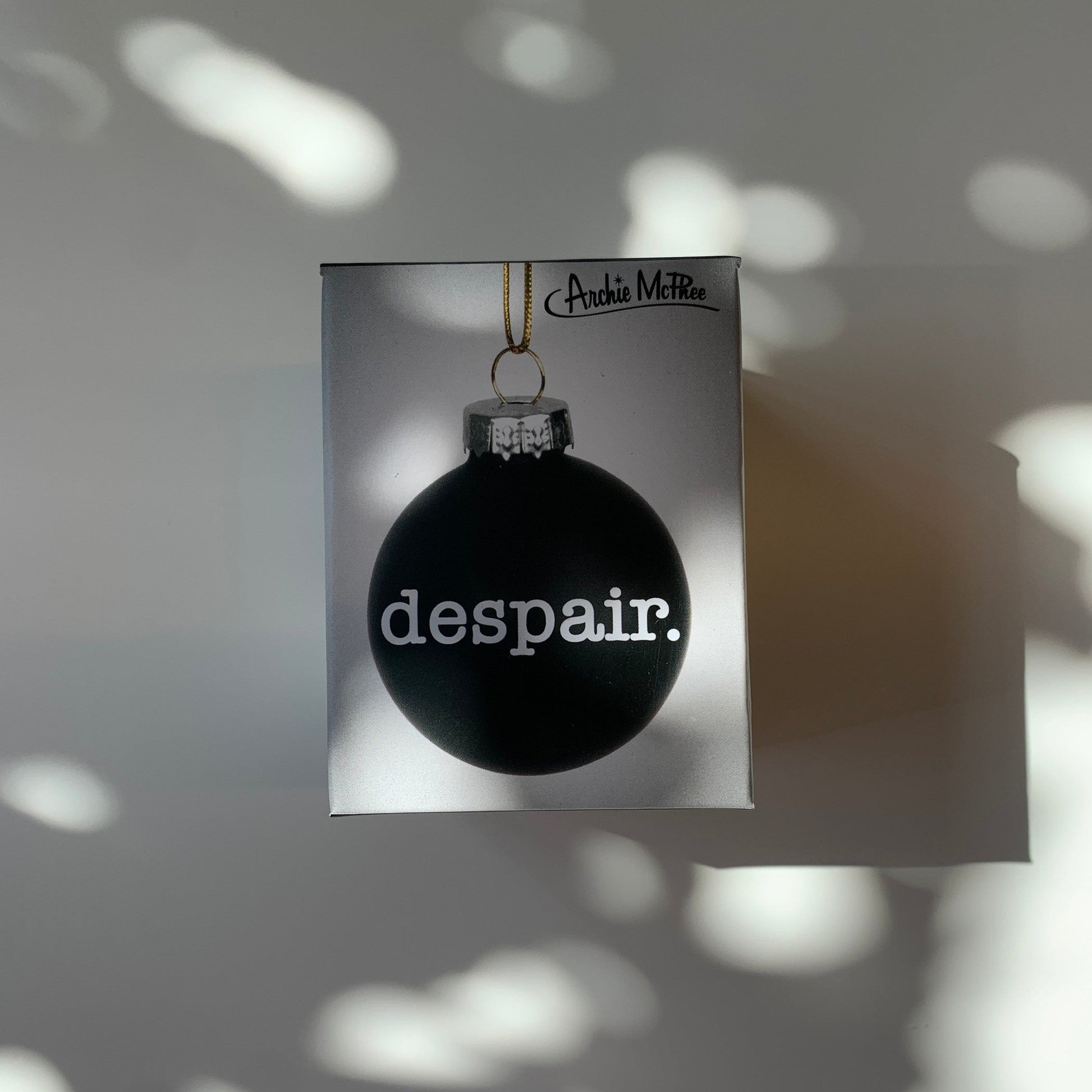 Set of 6 Despair Holiday Mini Glass Ornaments in Black