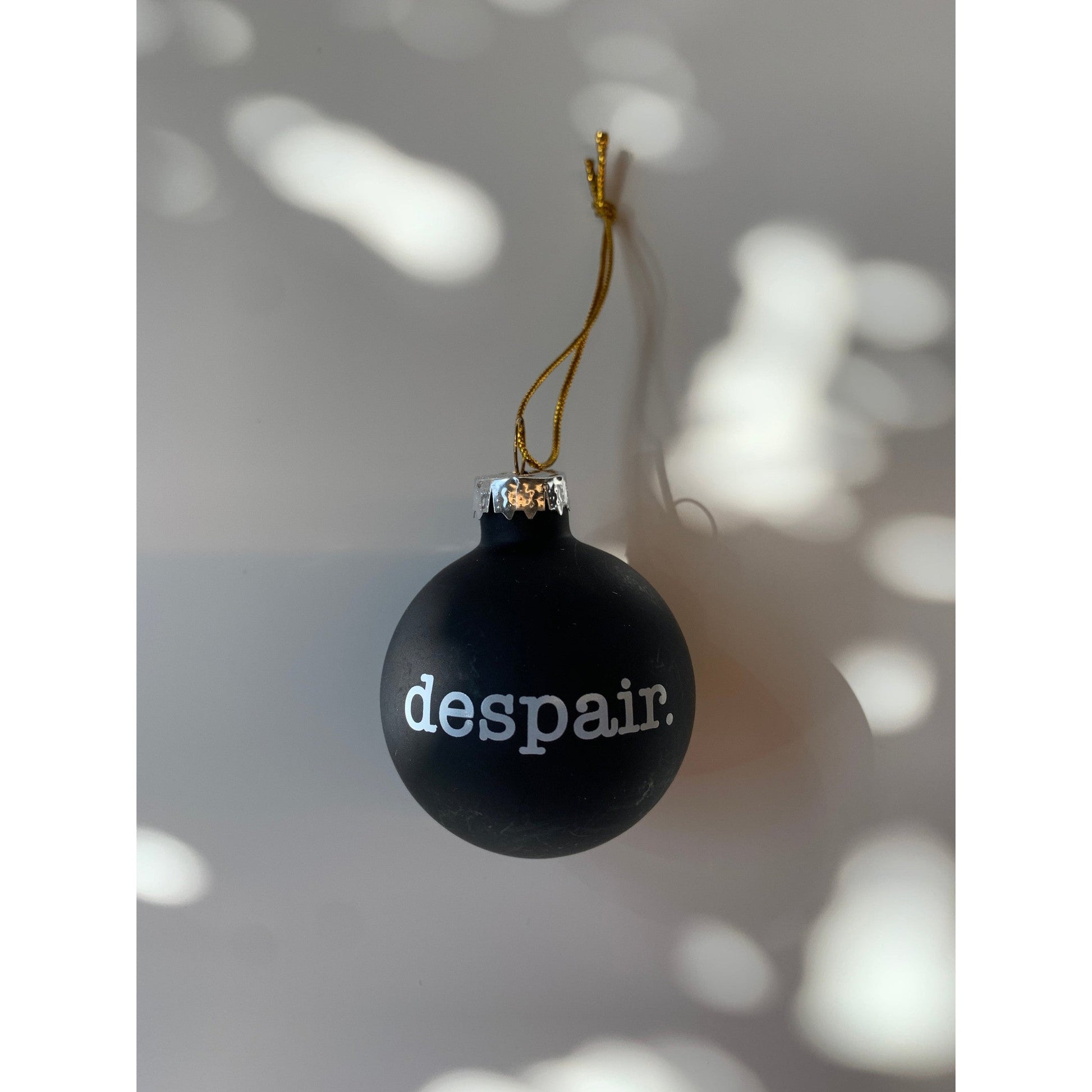 Set of 6 Despair Holiday Mini Glass Ornaments in Black