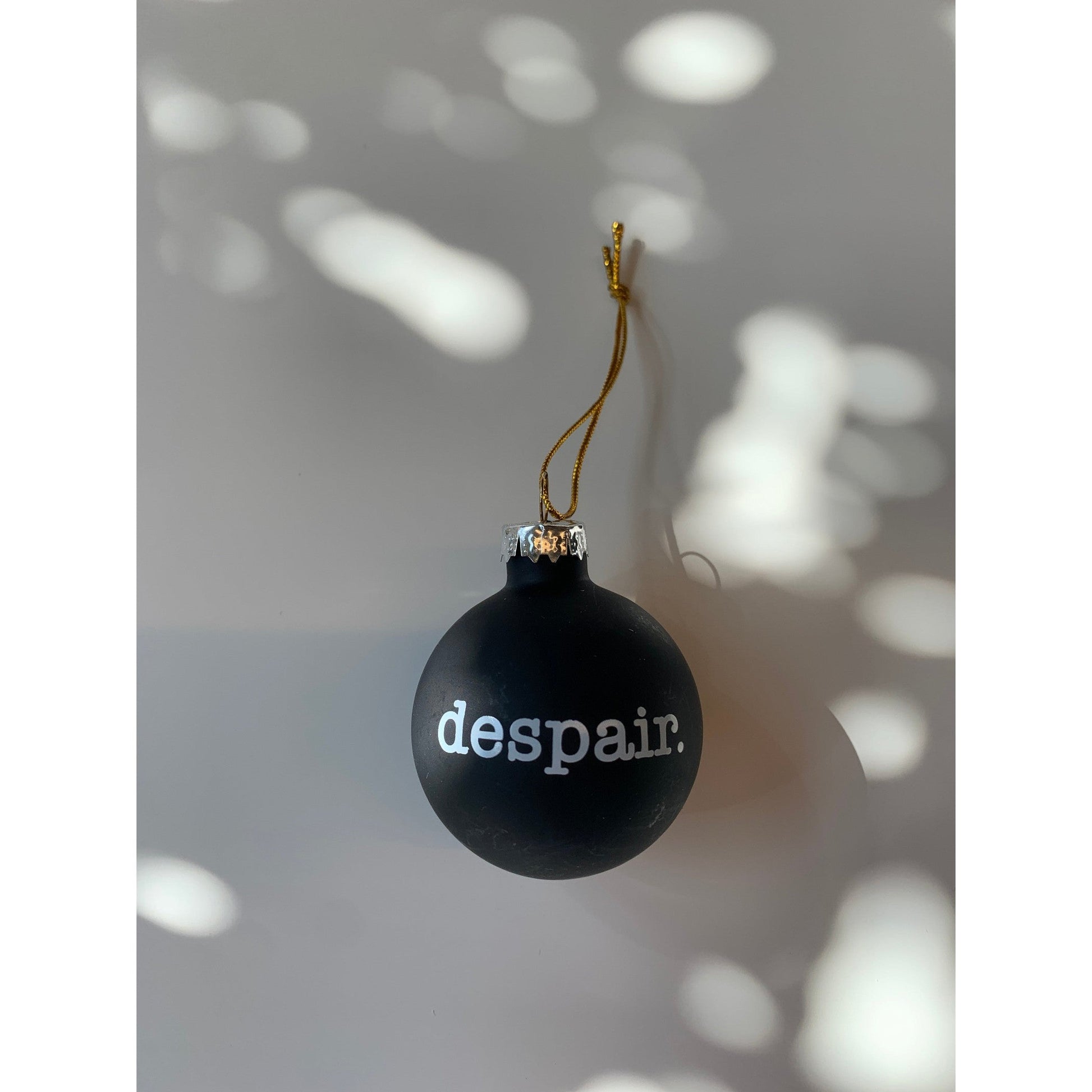 Set of 6 Despair Holiday Mini Glass Ornaments in Black