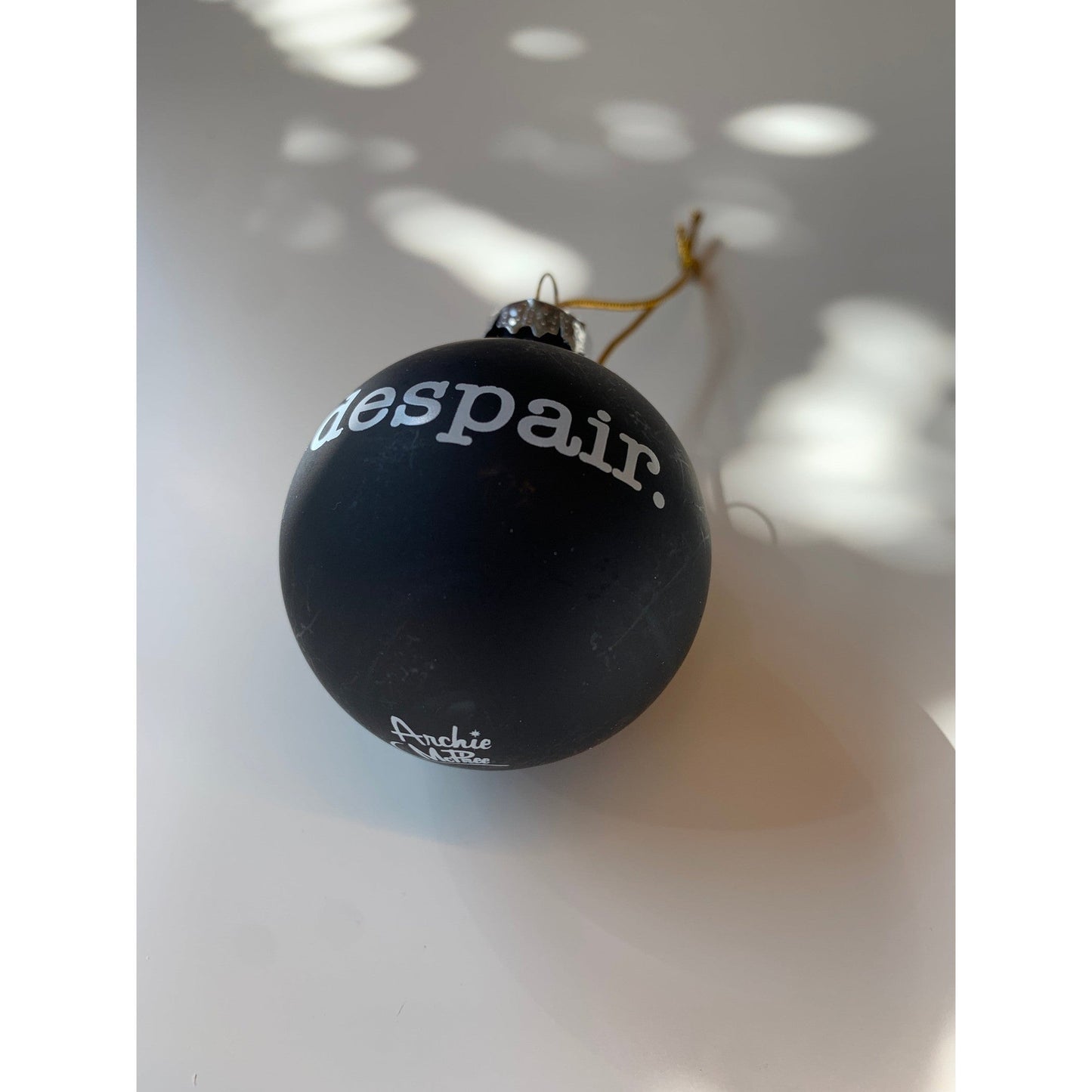 Set of 6 Despair Holiday Mini Glass Ornaments in Black