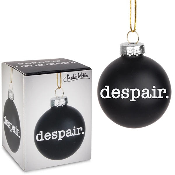 Set of 6 Despair Holiday Mini Glass Ornaments in Black