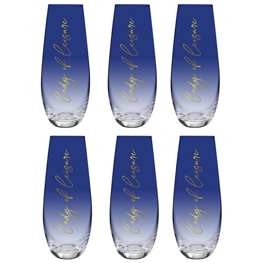 Set of 6 Lady of Leisure Stemless Champagne Flute
