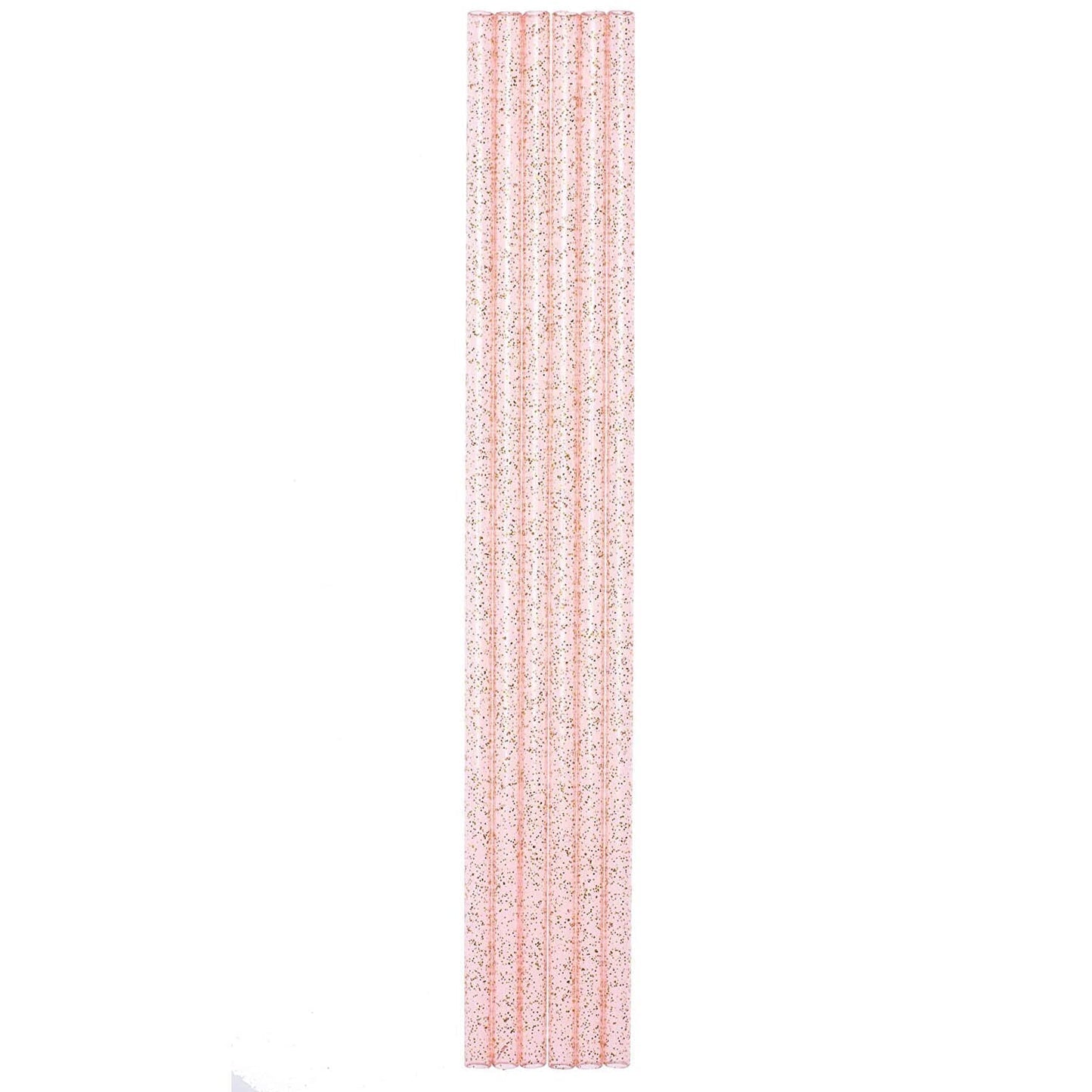 Set of 6 Pink Glitter Reusable Straws | BPA-Free Acrylic | 11" Extra Long Elegant Straws