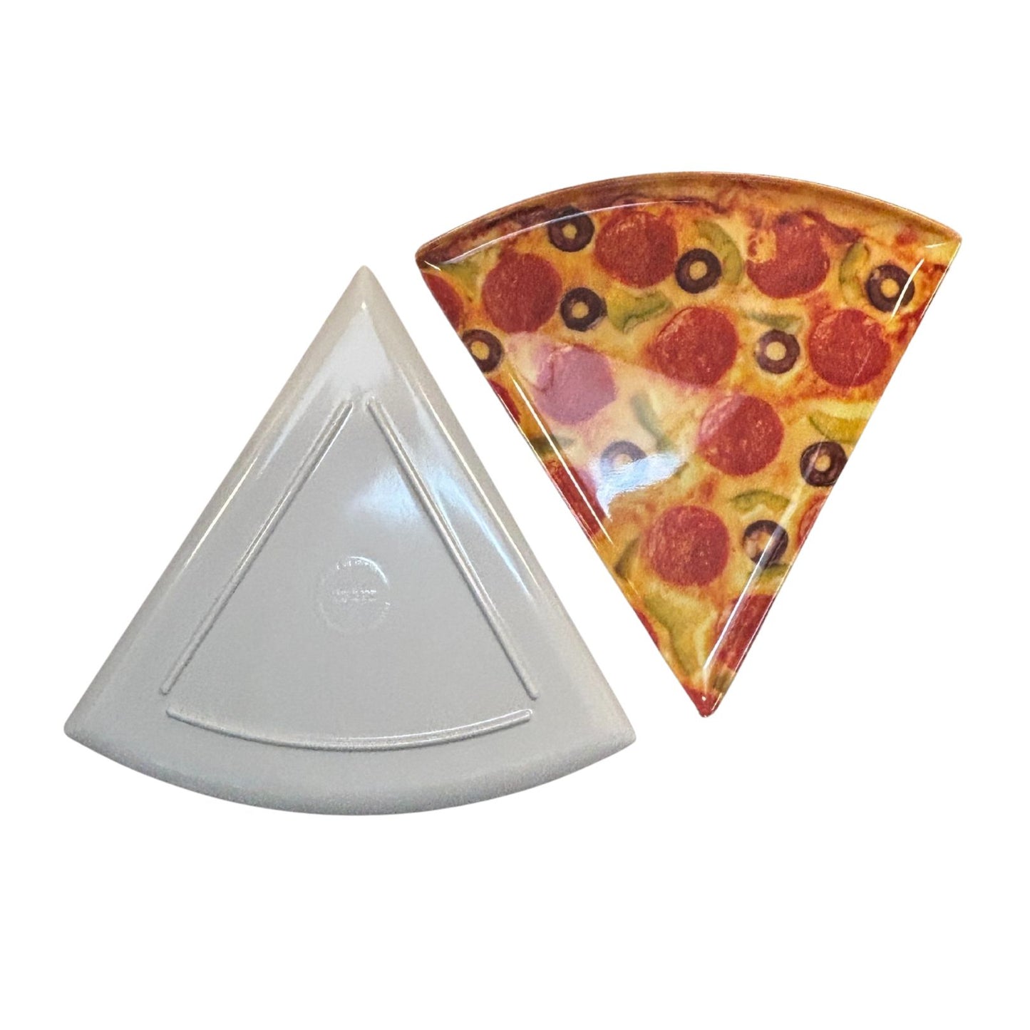 Set of 6 Pizza Slice Plates | Boxed Gift Set of Six 9" Printed Funny Melamine Plates