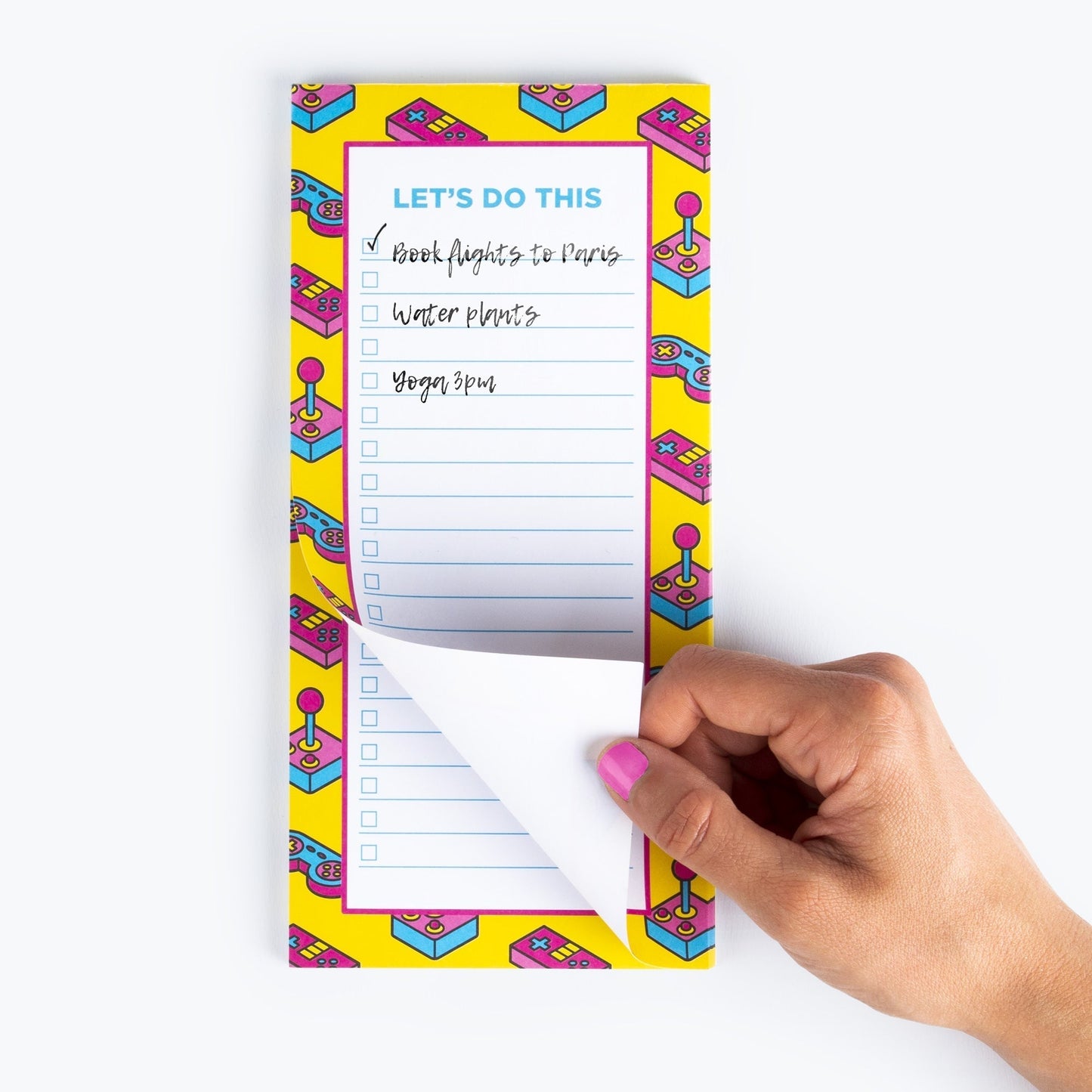 Set of 6 Power Up Let's Do This Notepad | Retro '90s List Pad | Magnetic, Sticks to Fridge