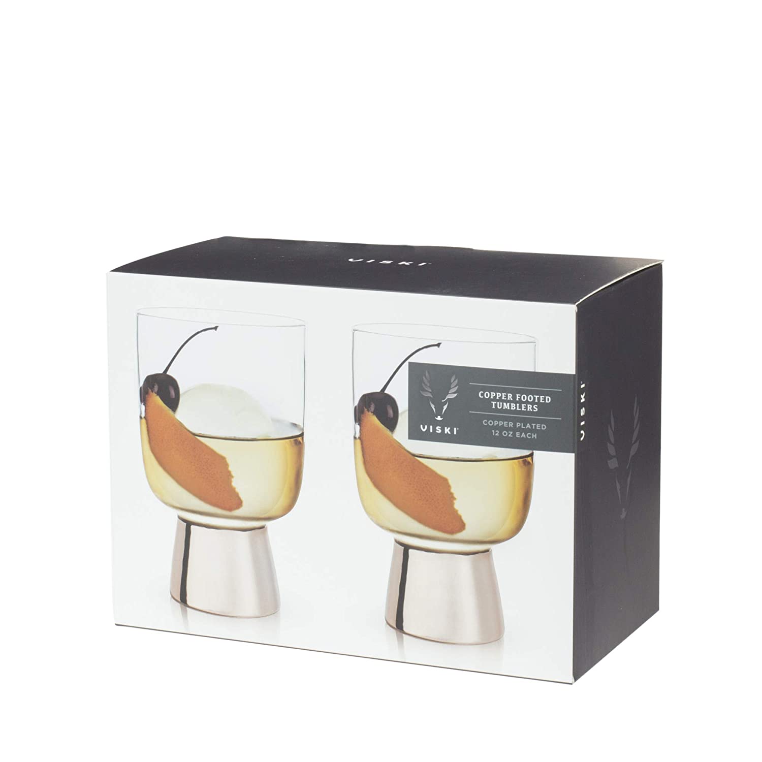 Set of 6 Raye Copper Footed Cocktail Tumblers in Gift Box