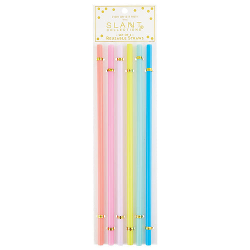 Set of 6 Reusable Straws for Birthday/Special Occasion | Acrylic Drinking Straws | 11" L