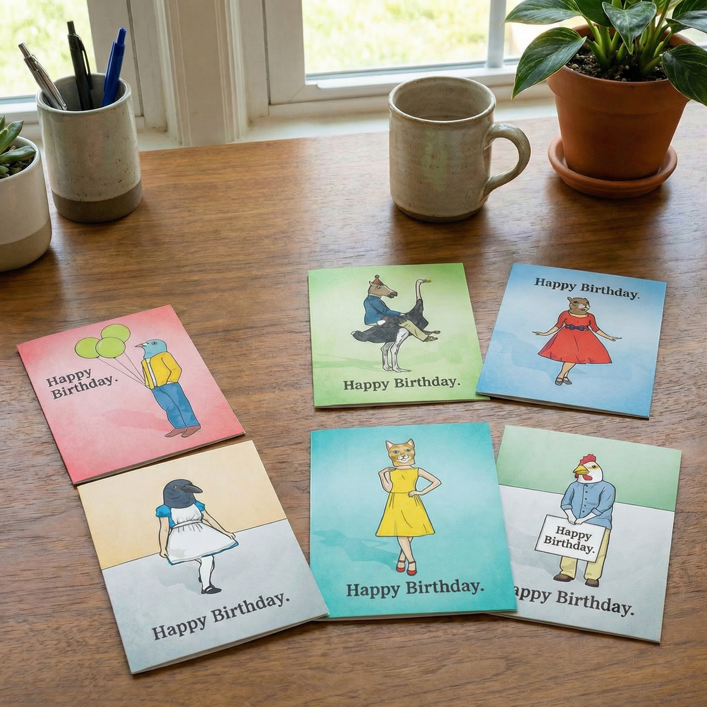 Set of 6 Strange Friends Birthday Greeting Card Box